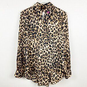 VINCE CAMUTO | Animal Print Choker Neck Style Blouse Long Sleeve Flowy Blouse XS
